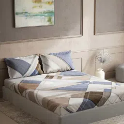 DDecor Blue Cotton 136 TC King Size Bedsheet With Pillow Covers-image-85