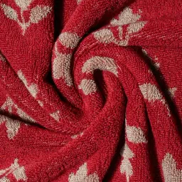 fabindia home Fabindia ' Smriti' Red & Light Brown Cotton 570 GSM Bath Towel - Set of 1 image 4