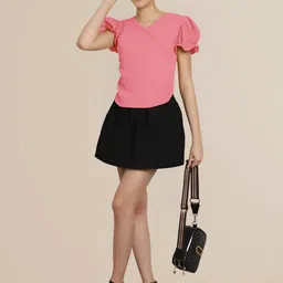 Mast & Harbour Pack Of 2 Women Puff Sleeve Peplum Top image 2