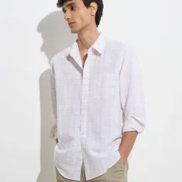 WES Casuals by Westside Off-White Relaxed-Fit Cotton-Blend Shirt-picture-23