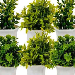 Dekorly Green Plastic Fern Artificial Plants With Pot-picture-16