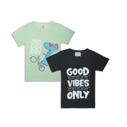Vimal Jonney Kids Black & Green Printed T-Shirt (Pack of 2)-picture-33