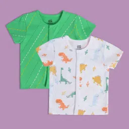 MINIKLUB Kids White & Green Printed Vest (Pack Of 2)-image-33