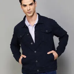 Forca by Lifestyle Navy Cotton Regular Fit Jacket-image-0