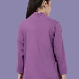 Kryptic Burgundy and Purple Cotton Solid Open Front Shrug with Pockets, Pack of 2 image 2