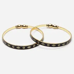 Zeneme Gold Plated Dual Tone Plated Bracelets Openable Kada Bangles for Women Set of 2 image 4