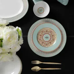 Home4U Amber Oval Color Bordered Multicolor Porcelain Platter-picture-22