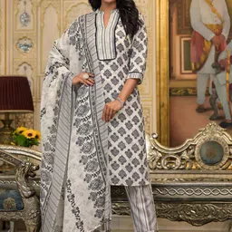 Juniper Ethnic Motifs Printed Regular Straight Kurta with Trousers & Dupatta-picture-30