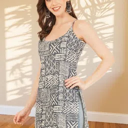 Brownverse Tribal Print Cotton Top image 4
