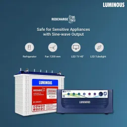 Luminous Pure Sine Wave 12 V Inverter with Tall Tubular 200 Ah Battery, Eco-Volt-1550-RC25000 (Combo of 2) image 5