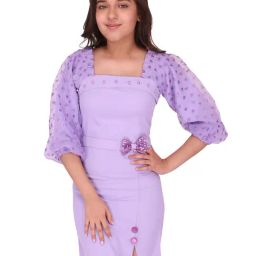 Cutecumber Kids Purple Solid  Shift Dress-picture-38