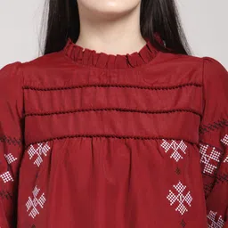 plusS Studio Burgundy Ruffles Top image 2