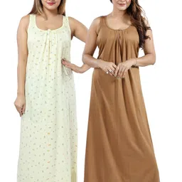 Inner Beats Women Pack Of 2 Multicoloured Cotton Blend Nightdress-picture-36