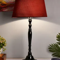 Homesake Black & Red Solid Handcrafted Buffet Table Lamp with Shade-picture-55