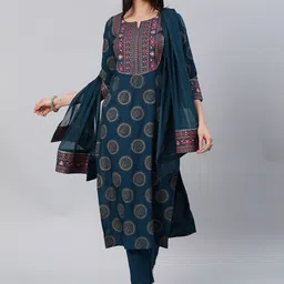 GoSriKi Ethnic Motifs Printed Kurta with Trousers & Dupatta-picture-22