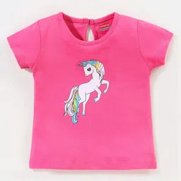 Babyhug 100% Cotton Half Sleeves Tee With Unicorn Graphics- Pink-picture-18