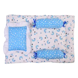 Babytoons Baby Bedding Set New Born Mattress Gaddi with Pillow & Bolsters (0-6 Months) Blue-picture-27