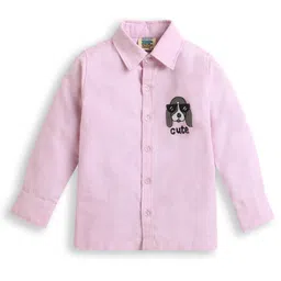 ZIP ZAP ZOOP Cotton Full Sleeves Dog Embroidered Shirt - Pink-picture-13