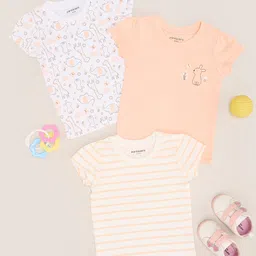 Pantaloons Baby Cotton Knit Pack Of 3 Half Sleeves Striped & Animals Printed Tee - Multi Colour-picture-13