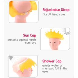 Babyhug Silicone Crown Shape Baby Shower Cap - Yellow image 2