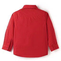 UCB Cotton Woven Full Sleeves Solid Colour Shirt - Red image 3