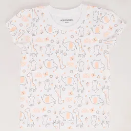 Pantaloons Baby Cotton Knit Pack Of 3 Half Sleeves Striped & Animals Printed Tee - Multi Colour image 4