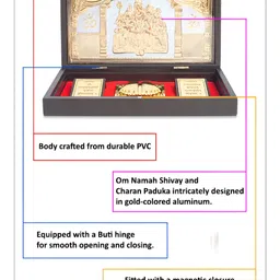 Golden Peacock Set Of 4 Brown 24CT Gold Foil Om Namah Shivay Pooja Box image 2