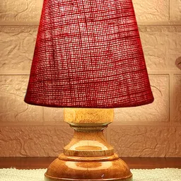 Devansh Maroon Jute Natural Wood Table Lamp image 5
