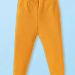 Babyhug Single Jersey Knit Full Sleeves Top & Leggings with Floral Embroidery - White & Yellow image 5