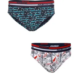 Jockey Kids Green & Blue Striped UB12 Briefs (Pack Of 2)-picture-22