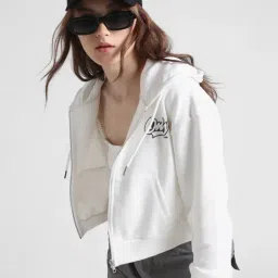 Only White Graphic Print Hoodie-image-60