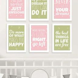 Art Street White & Pink The Best Things In Life Are Free Wall Art Prints - Set of 6-picture-6