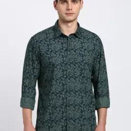 Peter England Navy Cotton Slim Fit Printed Shirt-picture-33