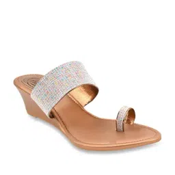 The White Pole Women's Golden Toe Ring Wedges image 3