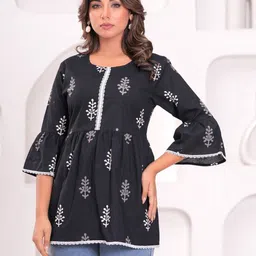 ANEKYA Floral Printed Flared Sleeves Pure Cotton Kurti image 5