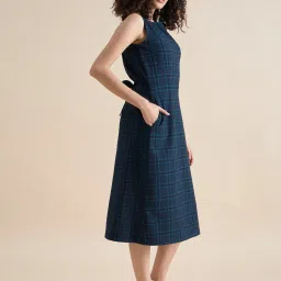 Powersutra Navy Blue Regular Fit Checks Dress image 3