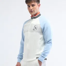 u.s. polo assn. Uspa Active White Cotton Regular Fit Colour Block Sports Sweatshirt image 3