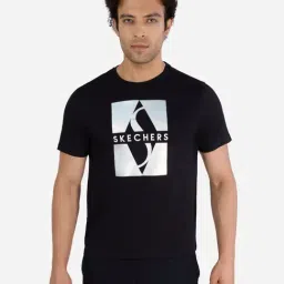 Skechers Black Cotton Regular Fit Printed Sports T-Shirt-image-34