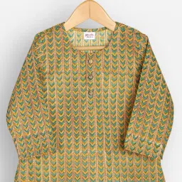 Fabindia Kids Green Cotton Printed Kurta-picture-17