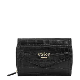 Eske Ellet Black Textured Tri-Fold Wallet for Women-picture-32