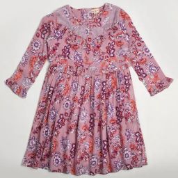 Bella Moda Kids Pink Floral Print Full Sleeves Fit & Flare Dress-picture-43