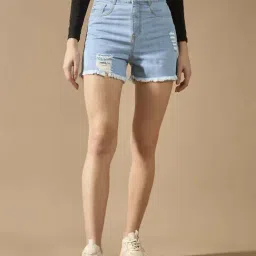 DOLCE CRUDO Blue PlainShorts-image-24