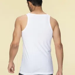 XYXX Polar White & Polar White Cotton Regular Fit Vests - Pack Of 2 image 3