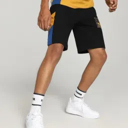 Puma Black & Blue Cotton Slim Fit Colour Block Shorts-image-21