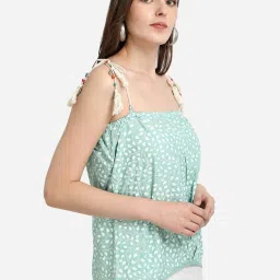 Prettify Light Green Printed Top image 3