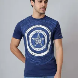 Free Authority Blue Cotton Regular Fit Printed T-Shirt-picture-19