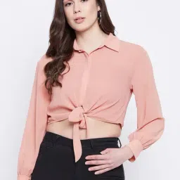 MADAME Peach Full Sleeves Shirt (Romantic Blooms)-image-87