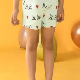 Anthrilo Kids Green Cotton Printed Shorts-image-2