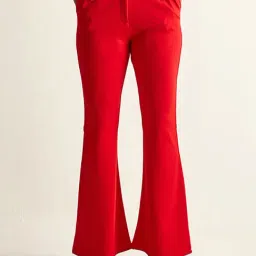 Cover Story Red Regular Fit Mid Rise Trousers-image-21