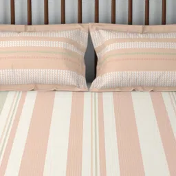 Spaces Cotton Stripes Multi 132 TC Double Bedsheets image 3